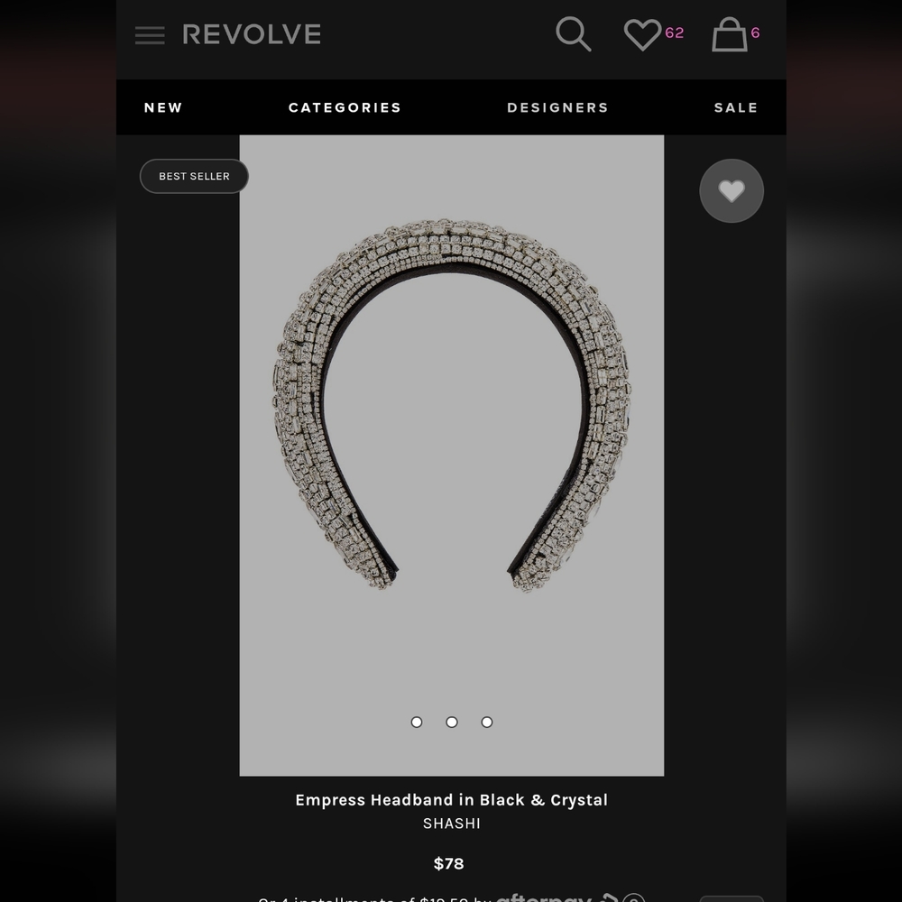 Shashi Empress Headband - Crystal and Black - Picture 2 of 5